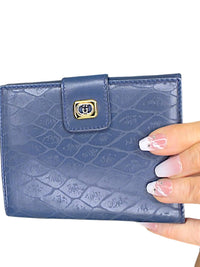 Gucci Vintage Blue Leather Snap Bifold Wallet with original box