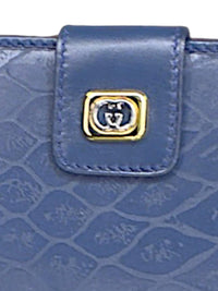 Gucci Vintage Blue Leather Snap Bifold Wallet with original box