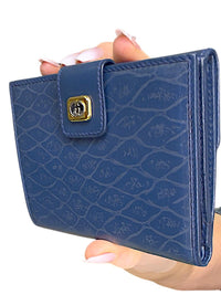 Gucci Vintage Blue Leather Snap Bifold Wallet with original box