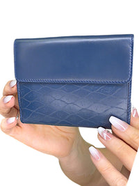 Gucci Vintage Blue Leather Snap Bifold Wallet with original box