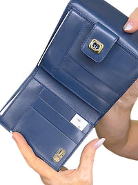 Gucci Vintage Blue Leather Snap Bifold Wallet with original box