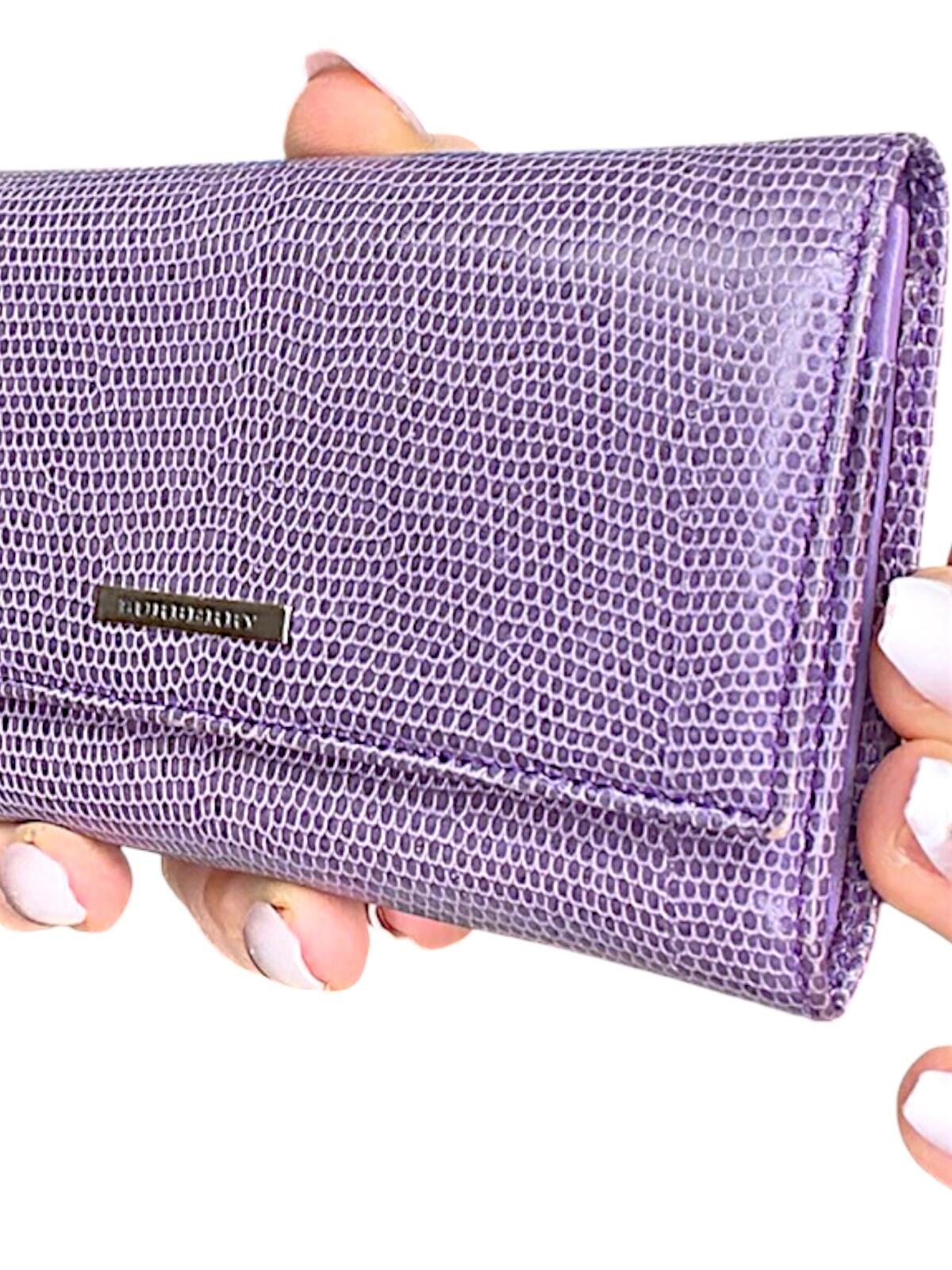 Burberry Purple Lizard-Embossed Continental Wallet