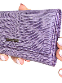 Burberry Purple Lizard-Embossed Continental Wallet