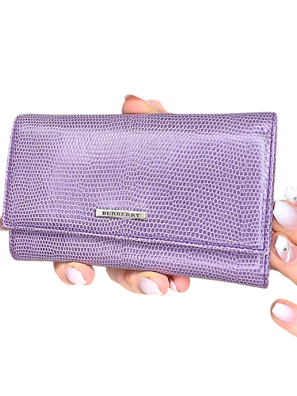 Burberry Purple Lizard-Embossed Continental Wallet