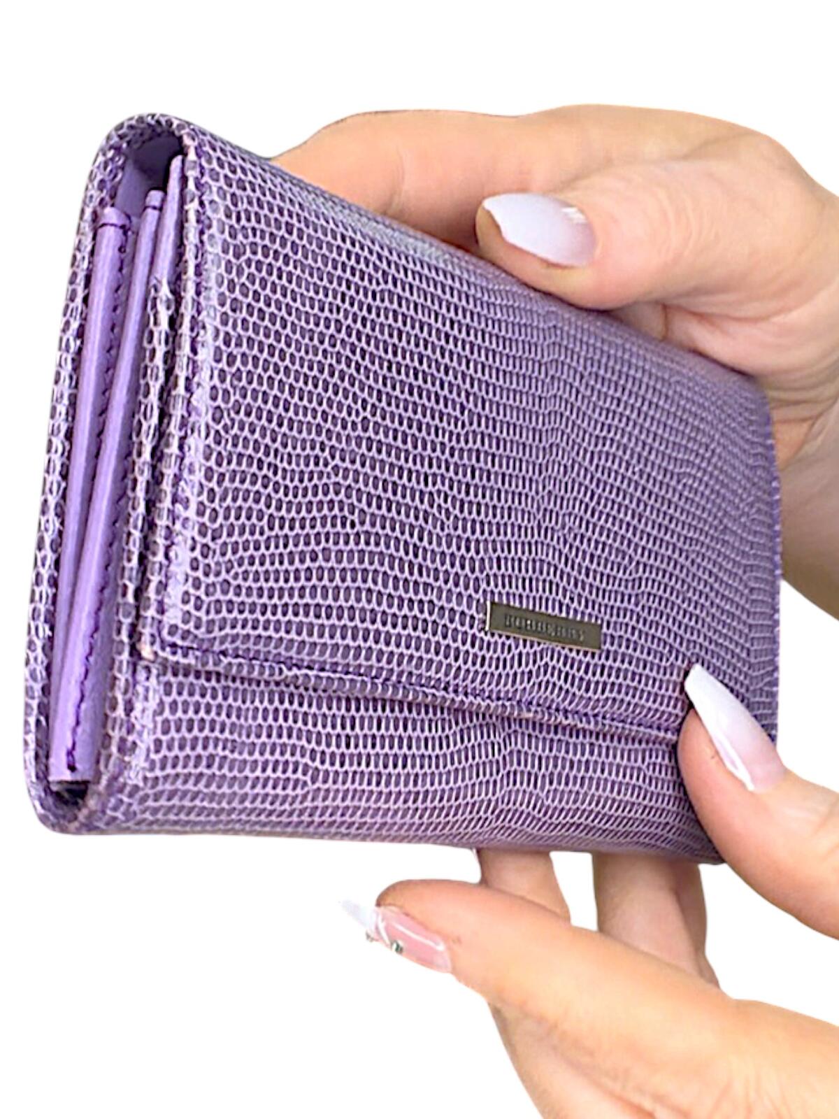 Burberry Purple Lizard-Embossed Continental Wallet