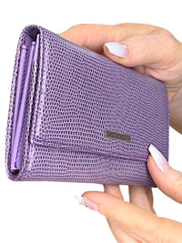 Burberry Purple Lizard-Embossed Continental Wallet