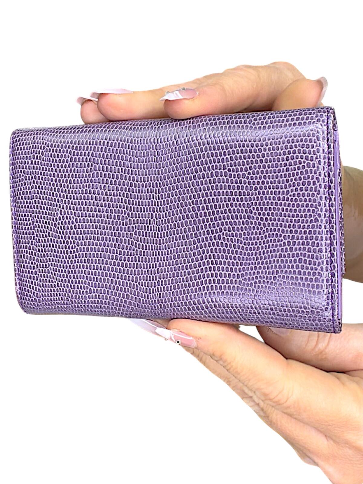 Burberry Purple Lizard-Embossed Continental Wallet