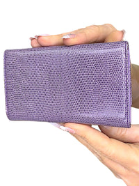 Burberry Purple Lizard-Embossed Continental Wallet