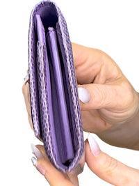 Burberry Purple Lizard-Embossed Continental Wallet