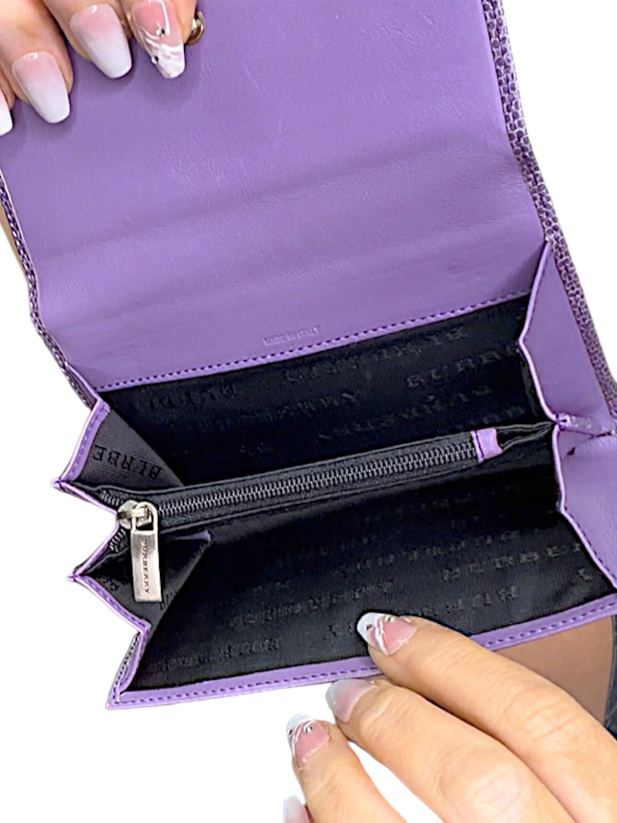 Burberry Purple Lizard-Embossed Continental Wallet