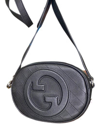GUCCI SAKAI BE GREEN MINI BLONDIE BLACK LEATHER LOGO CROSSBODY SHOULDER BAG