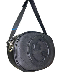 GUCCI SAKAI BE GREEN MINI BLONDIE BLACK LEATHER LOGO CROSSBODY SHOULDER BAG