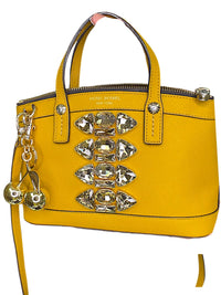 Henri Bendel Rare West 57th Crystal Satchel Crossbody Yellow Saffiano Leather