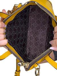 Henri Bendel Rare West 57th Crystal Satchel Crossbody Yellow Saffiano Leather