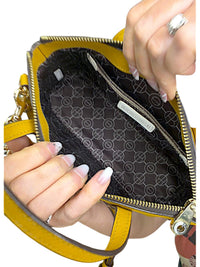 Henri Bendel Rare West 57th Crystal Satchel Crossbody Yellow Saffiano Leather