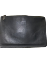 Fendi Black Leather Clutch Bag with Silver and Gray Eye Detail