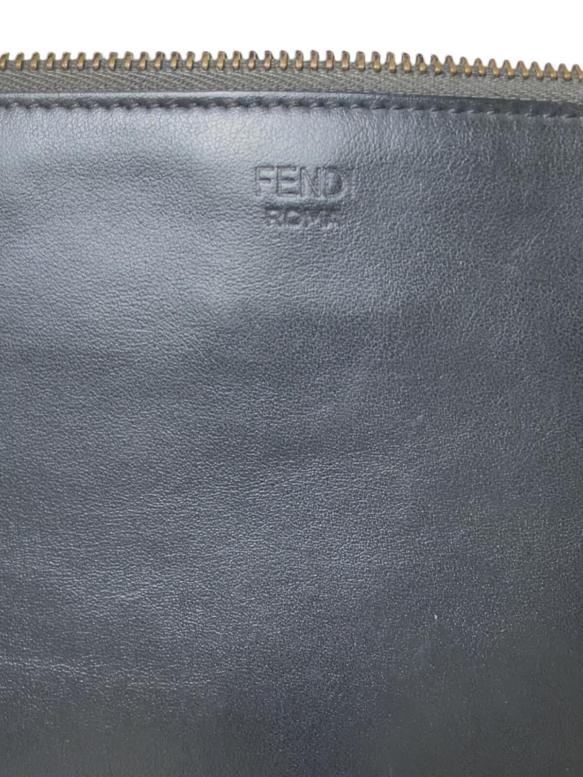 Fendi Black Leather Clutch Bag with Silver and Gray Eye Detail