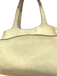 Coach Butterfly Appliqué Straw Tote Shoulder Bag and Wristlet Gold & Cream
