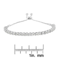 .925 Sterling Silver 1/4 Cttw Miracle-Set Diamond 4”-10” Adjustable Bolo Tennis Bracelet (I-J Color, I3 Clarity)