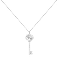 .925 Sterling Silver Diamond Accent Zodiac Key 18" Pendant Necklace (K-L Color, I1-I2 Clarity)