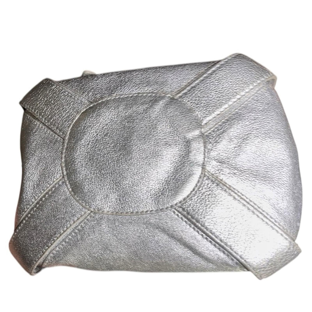 Jimmy Choo Mahala Tote Metallic Silver Leather Gold Hardware