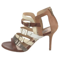 Jimmy Choo Leather Gladiator Sandals Brown Neutral Multi Strap Size 39 US 9