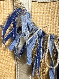 Boho Denim Purse Chain Charm Gold Pearl Fringe