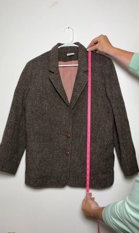 Vintage T.S. Gray Brown Tweed Blazer Womens Size 12 USA skuM