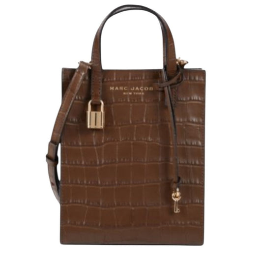 Marc Jacobs Croc-Embossed Leather Tote Dark Brown