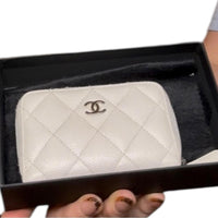 Chanel Classic Zipped Coin Purse White Caviar Leather
