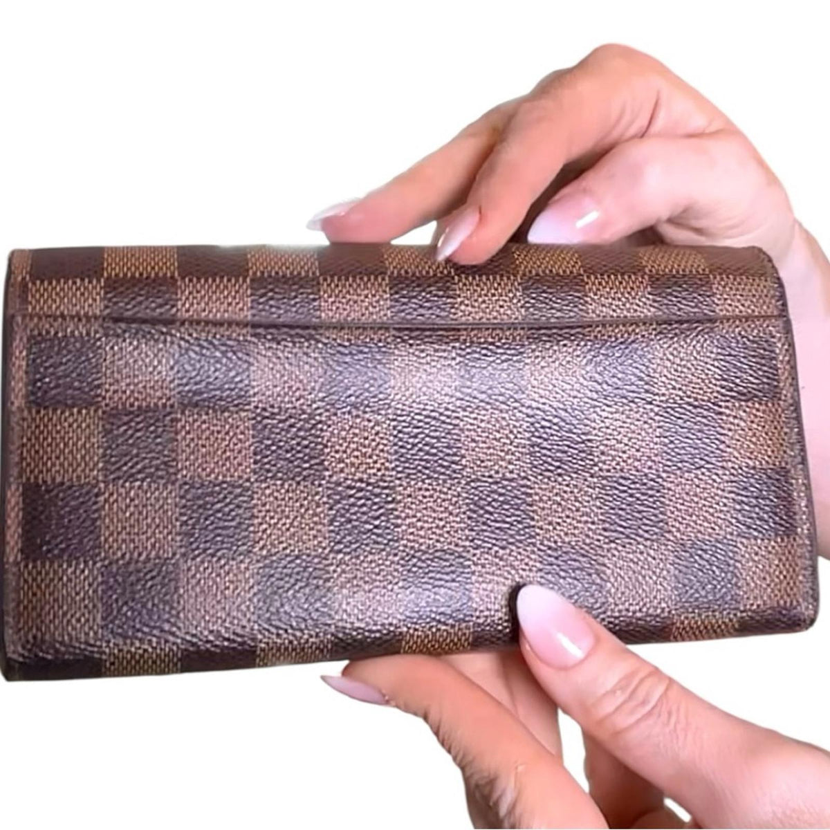 Louis Vuitton Sarah Wallet Damier Ebene Canvas Rose Ballerine Interior