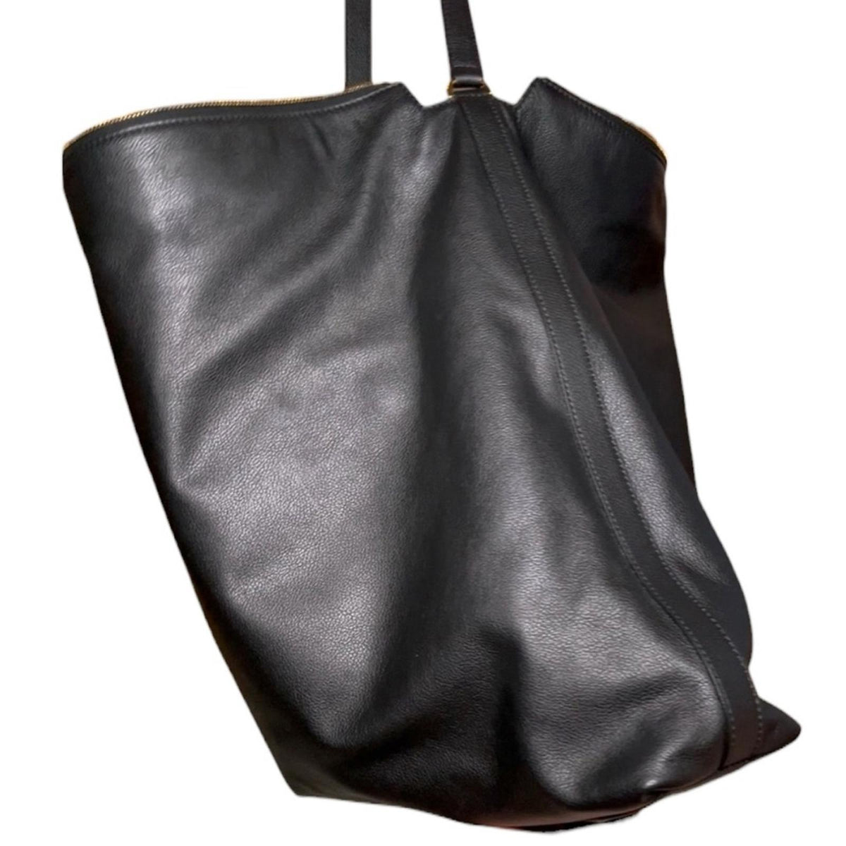 Versace Black 100% Pebbled Leather Large Hobo Shoulder Tote Bag NWT