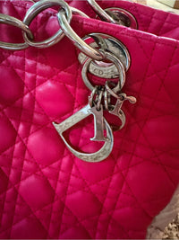 Dior Pink Quilted Shoulder Bag with light pink Side Panels silver hardware