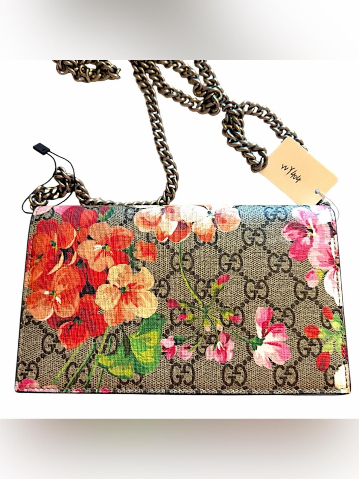 Gucci Floral GG Canvas Crossbody Bag in Pink, Orange & Green