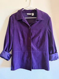 Jaclyn Smith Classic Purple Button Suede Jacket Blazer Large skuO
