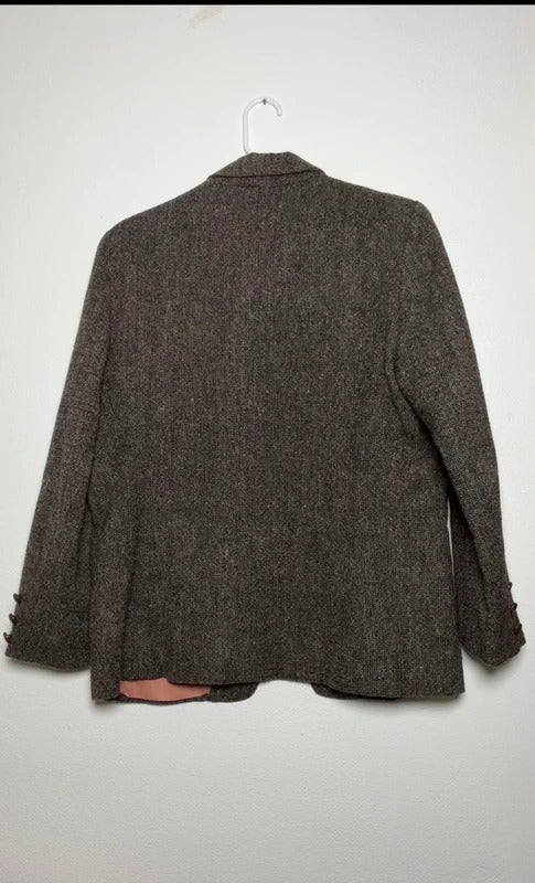 Vintage T.S. Gray Brown Tweed Blazer Womens Size 12 USA skuM
