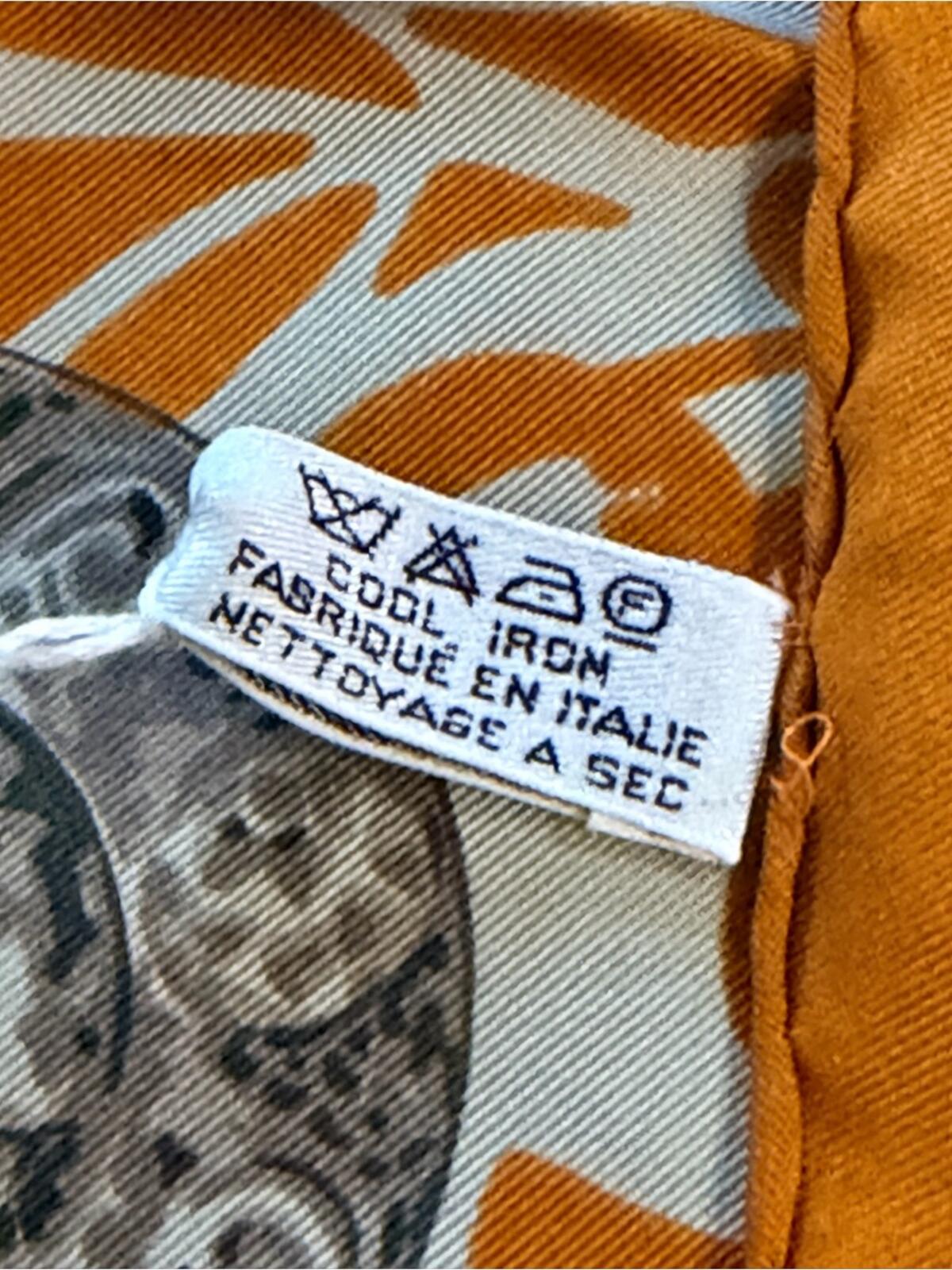 Celine Silk Scarf Orange & White Print with COA