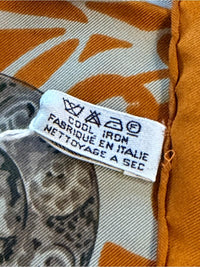 Celine Silk Scarf Orange & White Print with COA