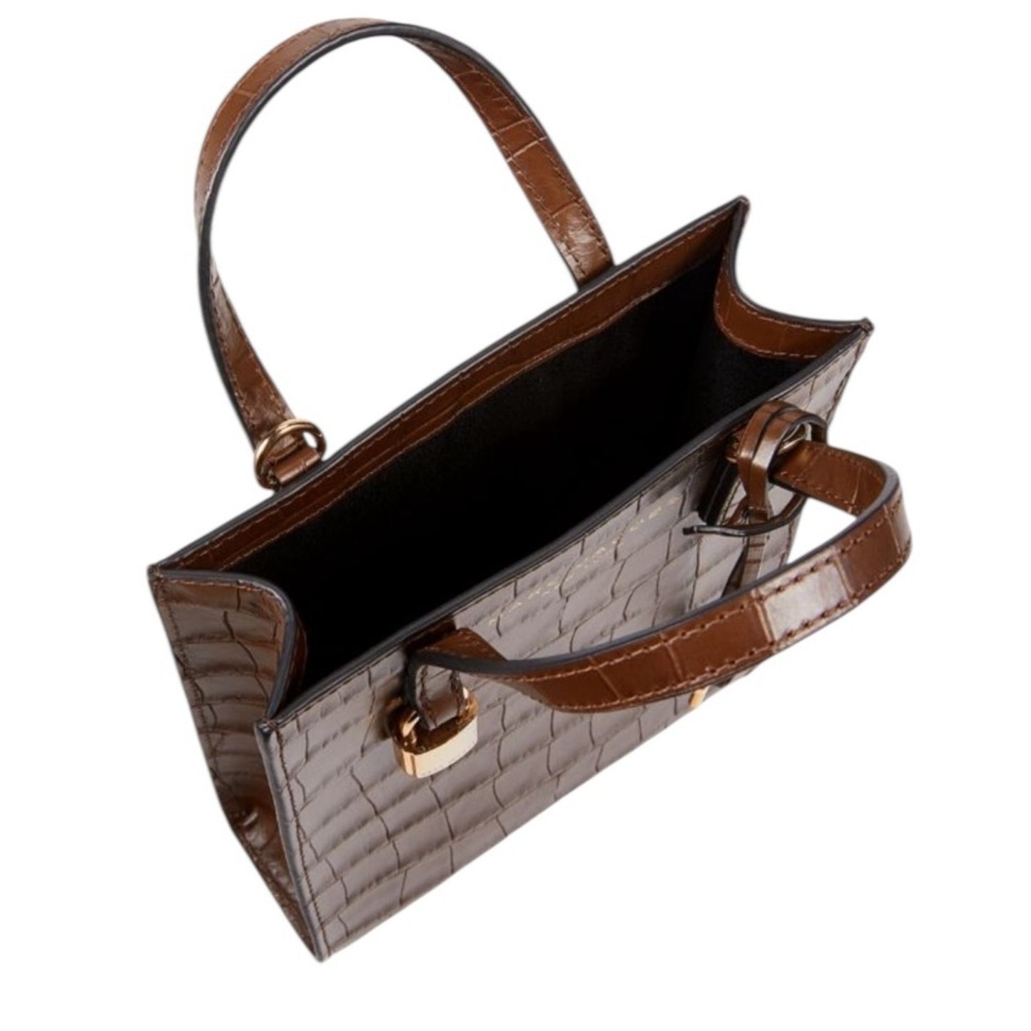 Marc Jacobs Croc-Embossed Leather Tote Dark Brown