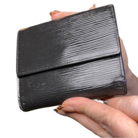 Louis Vuitton Vintage Elise Wallet Black Epi Leather Purple Interior