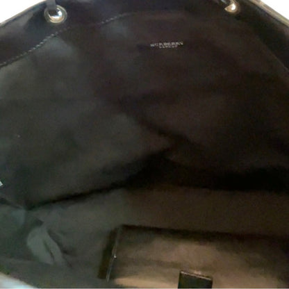 Burberry Nova Check Black Canvas Leather Tote with Wallet and COA