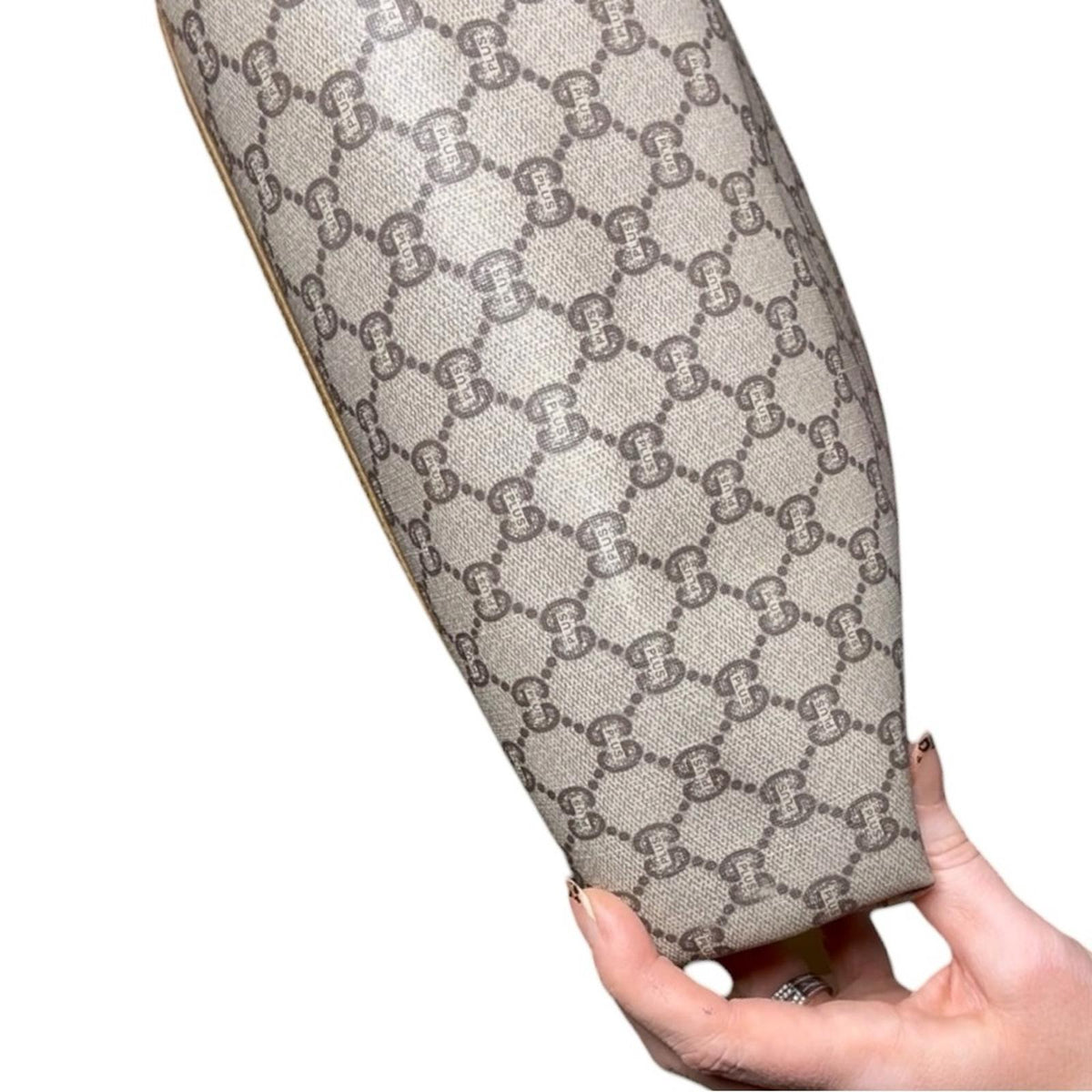 GUCCI Plus Vintage GG Supreme Tote Bag Beige Brown Canvas