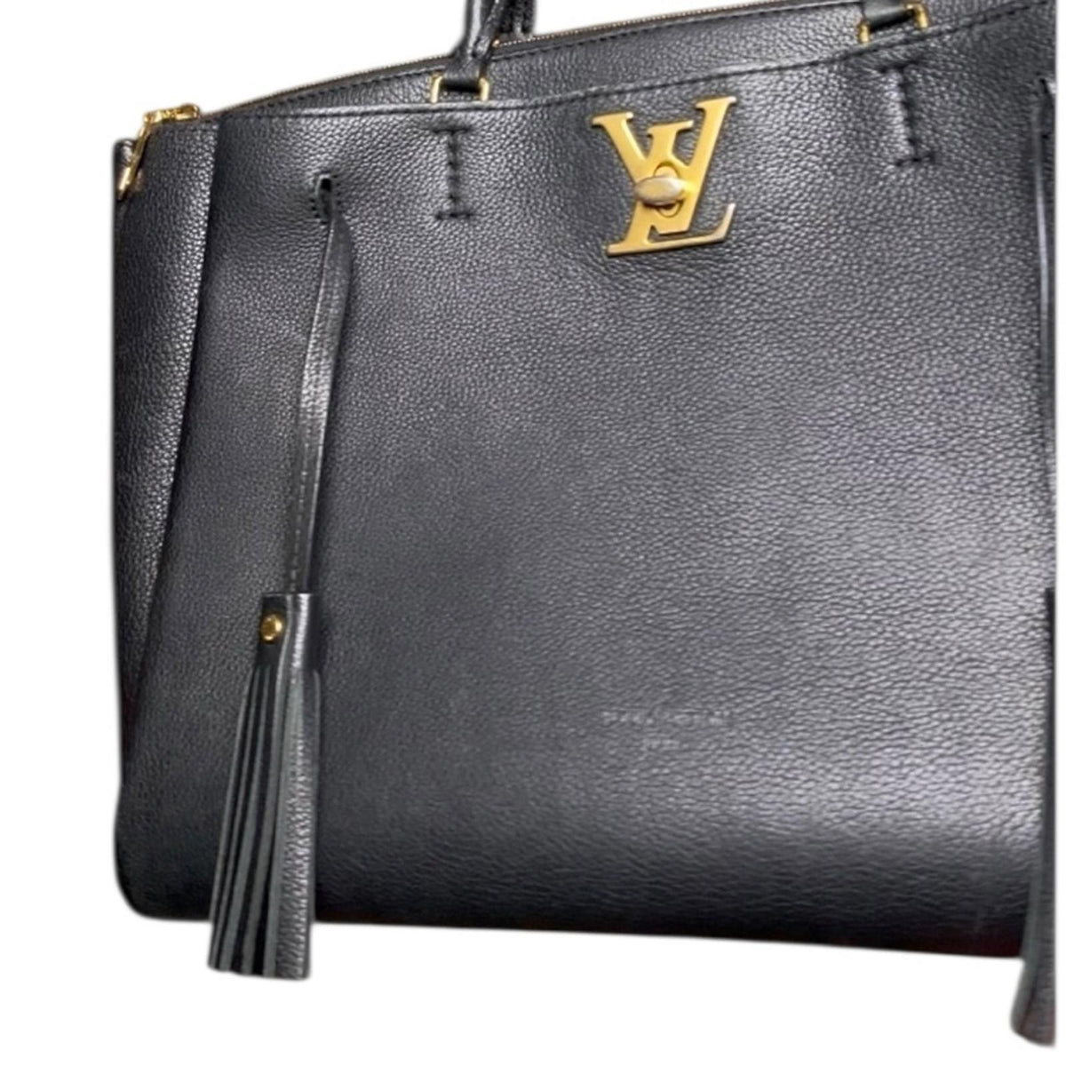Louis Vuitton Calfskin Lockmeto Tote Black gold hardware