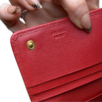 Prada Saffiano Leather Cherry Wallet Red