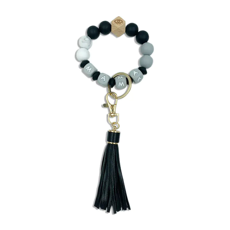 Silicone Beaded Bracelet Keychain Accessory