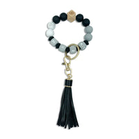 Silicone Beaded Bracelet Keychain Accessory