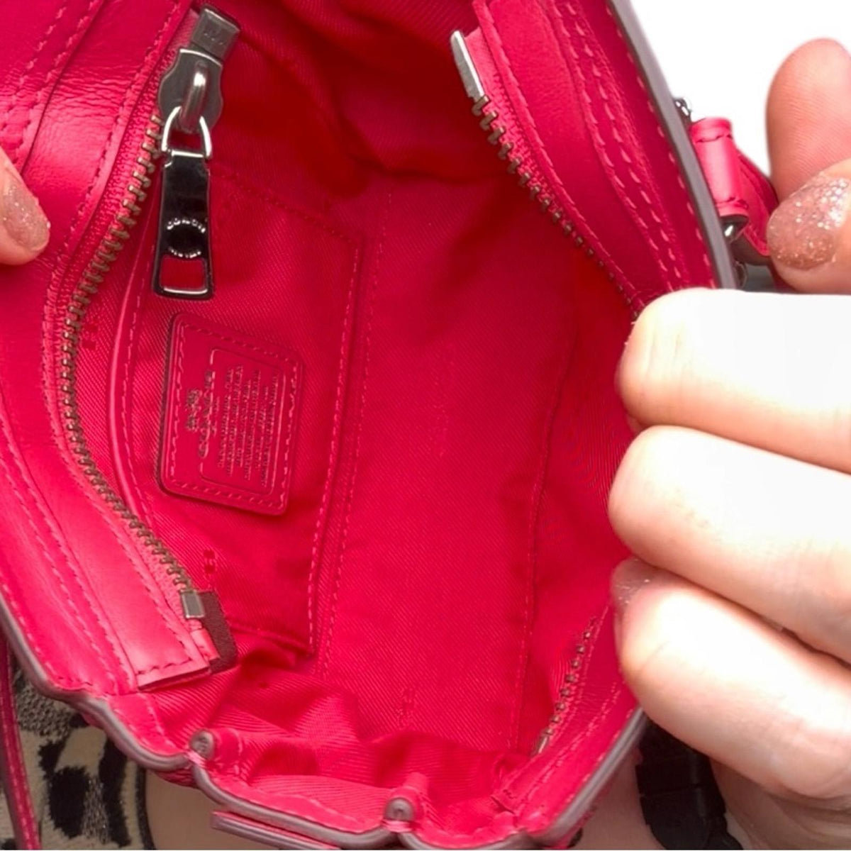 Coach Tweed Plaid Leather Turnlock Satchel Pink Black Cream Shoulder Bag