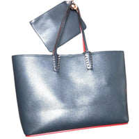 Christian Louboutin Cabata East West Tote Leather Large Navy Blue with Pouch