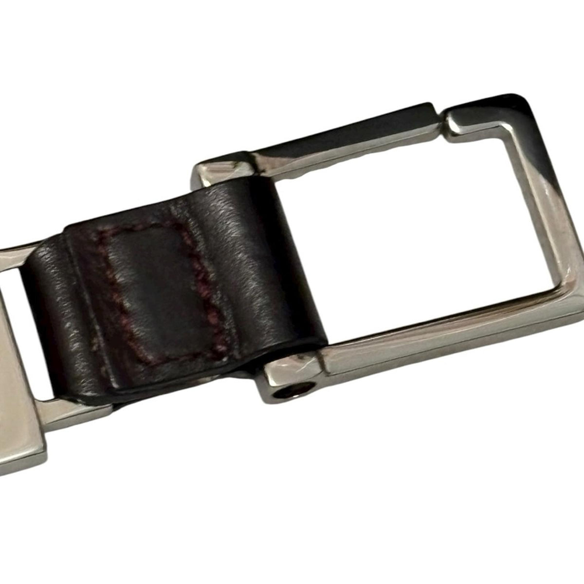 Gucci Silver Metal Leather Keychain with Box & Pouch