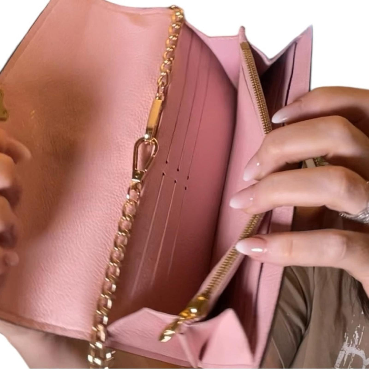 Louis Vuitton Damier Abene Portefeuille Clapton Long Wallet Magnolia Pink Brown